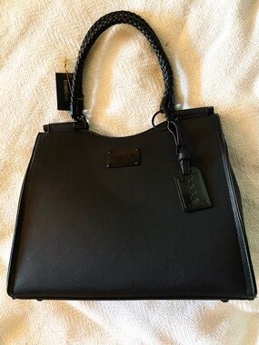 NWT BeBe Yolanda Blacked Out Saffron Braided-Handle Shoulder Bag